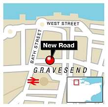 The crash happened in New Road, Gravesend on Sunday. Graphic: Ashley Austen