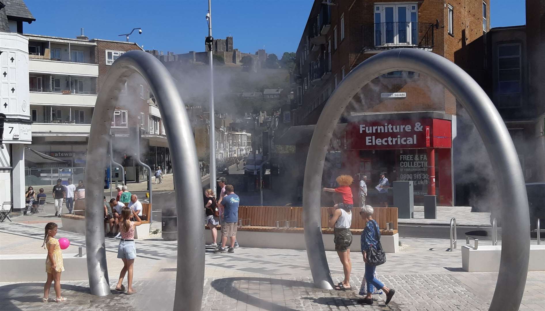 How the water feature in Market Square, Dover, was intended to be used. Picture: Sam Lennon