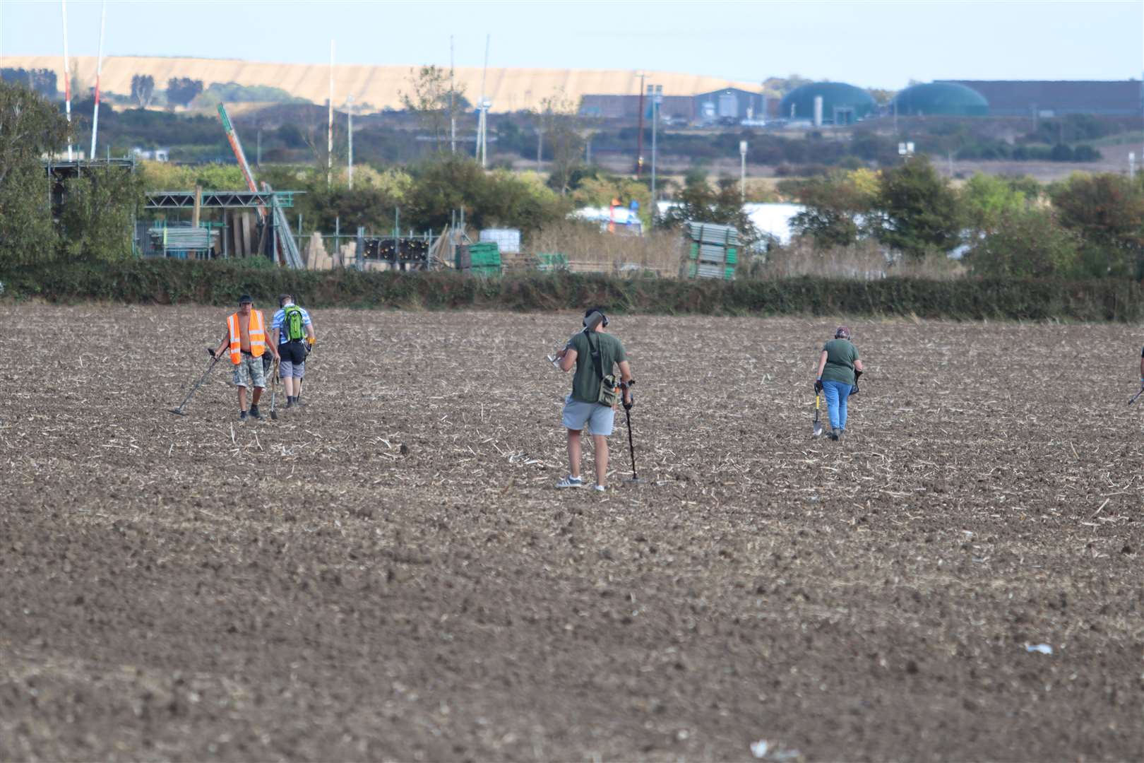 Metal detectorists in fields off the Lower Road, Minster, Sheppey