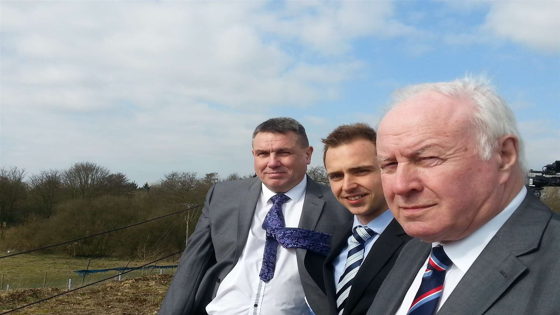 The site where 60 new lorry spaces have been allowed. From left, Paul Wells, of Channel Ports Ltd, Luke Davenport of Henry Boot Developments and David Monk, leader of Shepway District Council.
