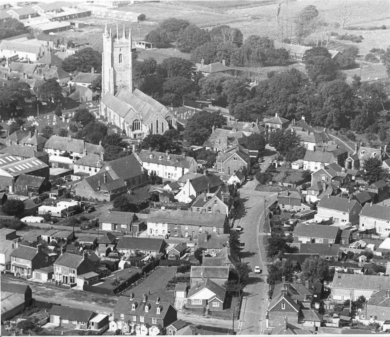 The centre of Lydd pictured in 1980. During that decade the airport was bought by Hards Travel. The firm used the site as a base for its holiday flights to Spain, Italy and Austria