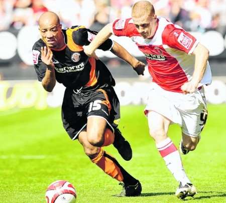 Charlton's Nicky Bailey takes on his marker. Picture: Barry Goodwin