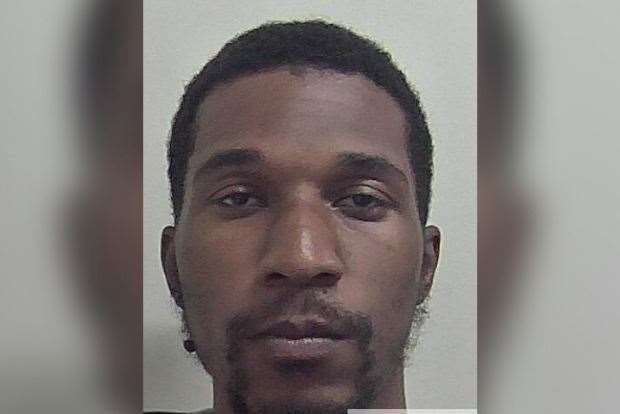 Reece Modeste was caught drug dealing in the Great Lines, Chatham and police found 20 wraps of cocaine and heroin. He has now been jailed for two years and nine months. Picture: Kent Police