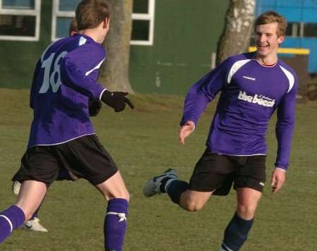 Danny Walder celebrates a goal for The Beach in the Sheppey Sunday League this weekend