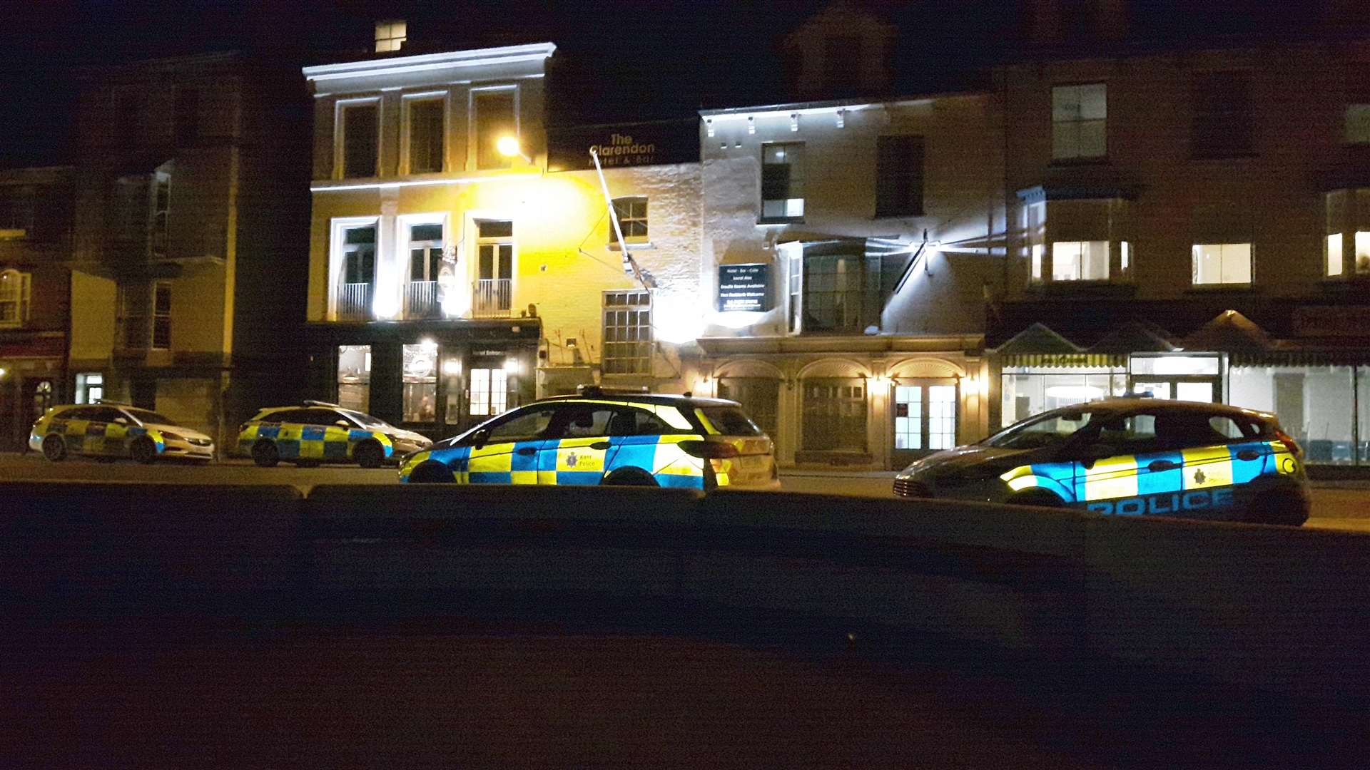Police in Beach Street, Deal, after the attack