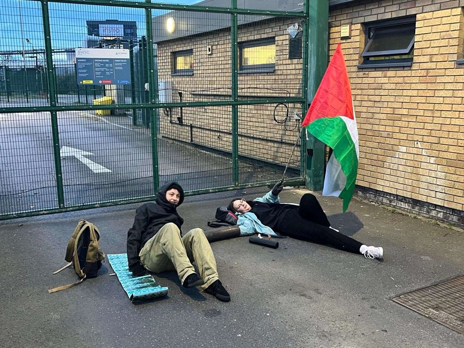 Police have been called to Sandwich Discovery Park amid the blockades. Picture: Palestine Action