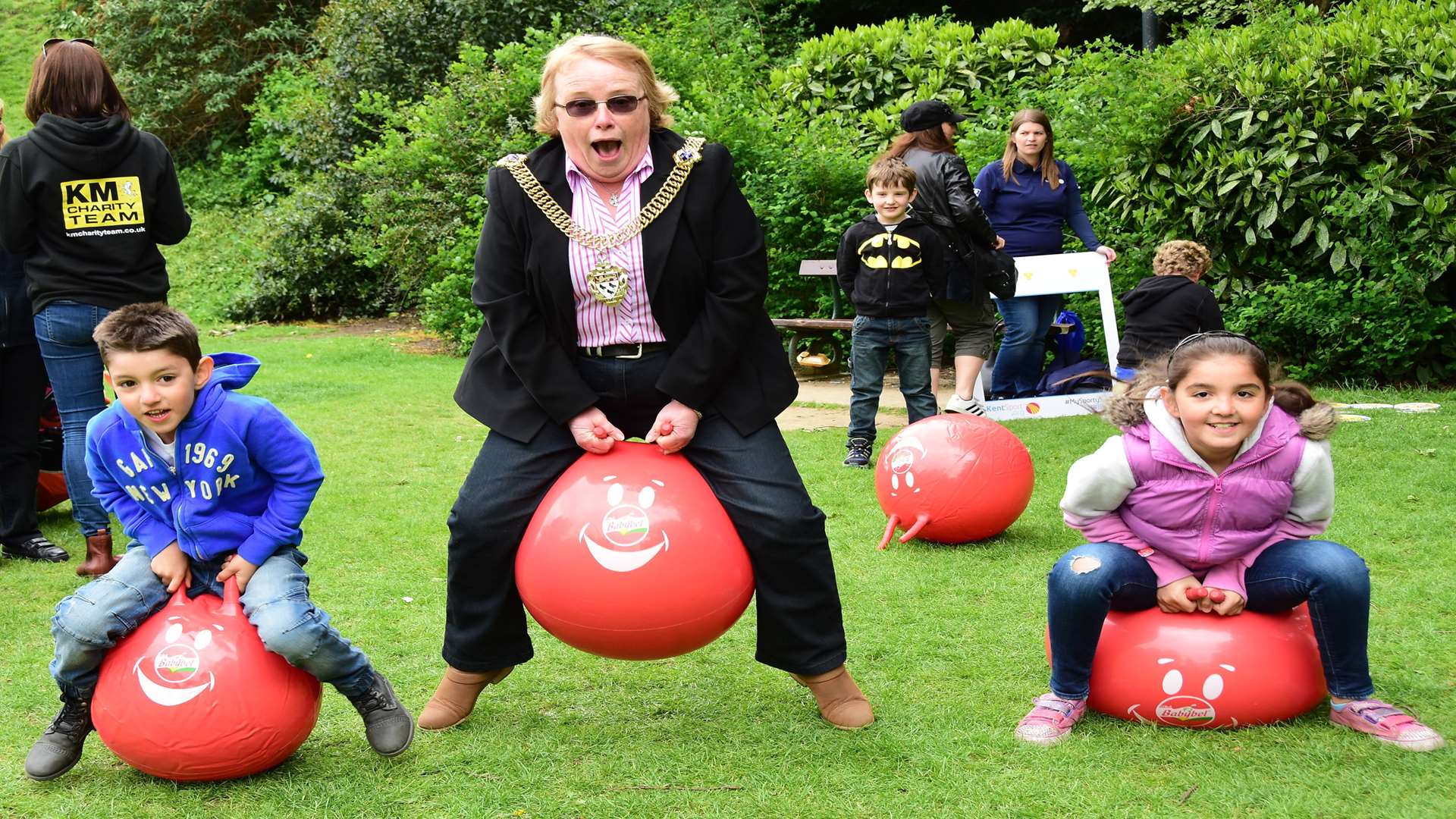 The 2016 event saw then Lord Mayor of Canterbury Cllr Sally Waters try out the Mini Babybel Space Hoppers.