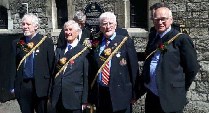Terry Sutton, second from left one of four Honorory Freemen of Dover, in 2018. Other, freemen, from left, are former KM reporter Graham Tutthill, Richard McCarthy and Mile McFarnell