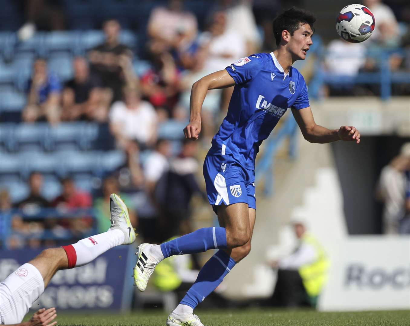 Defender Elkan Baggott drives forward with the ball in Gillingham's goalless draw with Walsall. Picture: KPI