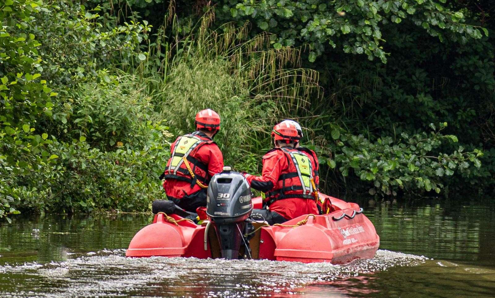 Search teams scoured the water. Picture: Steve Akehurst