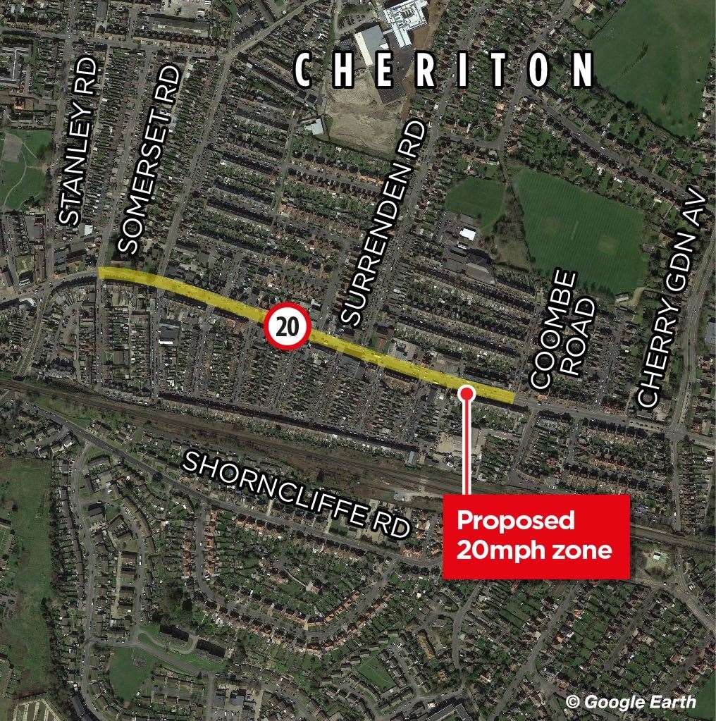 Graphic showing where the 20mph zone will be