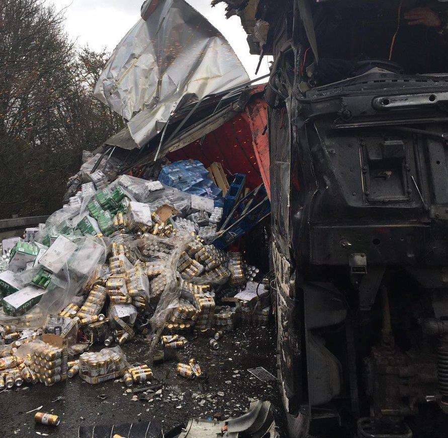 The lorry overturned on a slip road of the M2. Picture: @kentpoliceroads