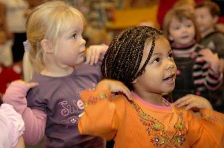 Children enjoy a multi-cultural baby bounce and rhyme event at Sheerness Library