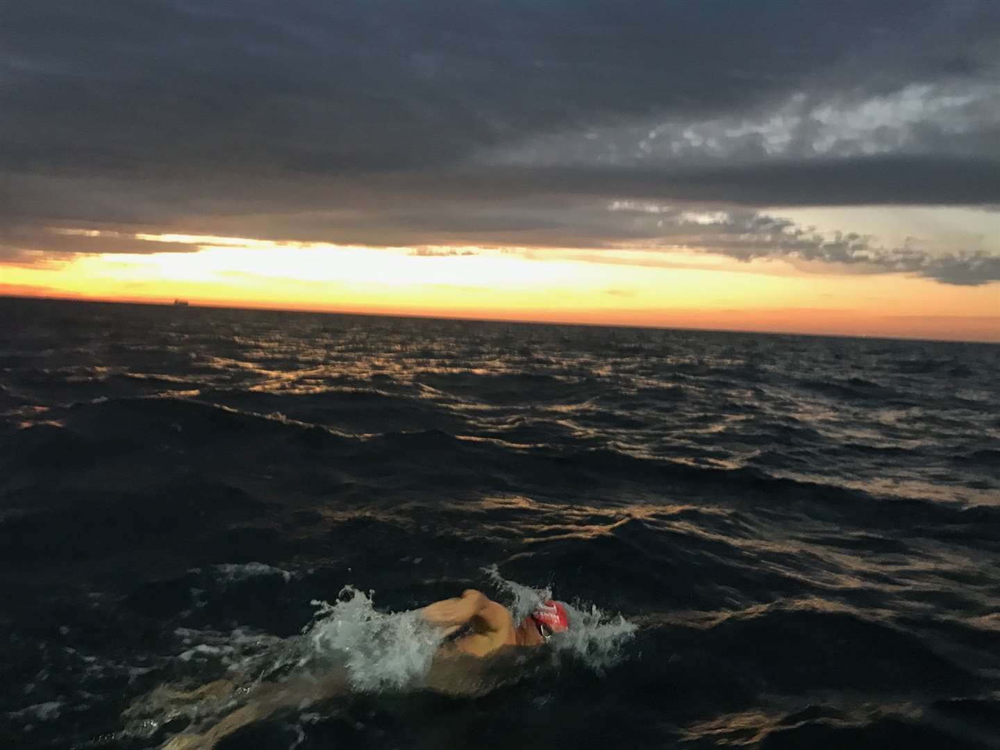 Justin Legge during his epic cross Channel swim