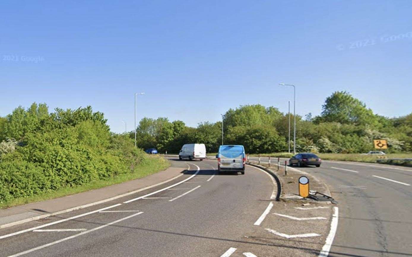 The A249 slip-road will be closed for barrier repairs. Picture: Google Street View