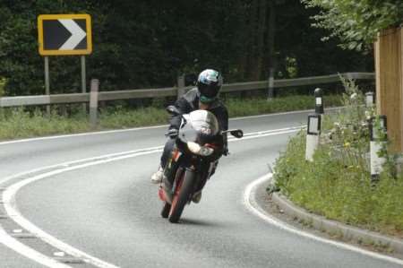 A motorcyclist on the A229