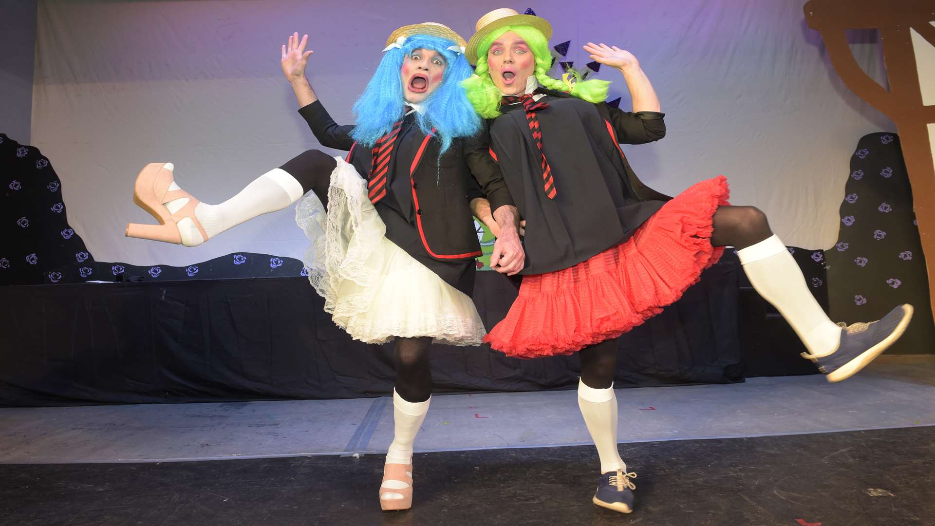 Adam Parks and Scott Cain as the Ugly Sisters in the DODS production of Cinderella.