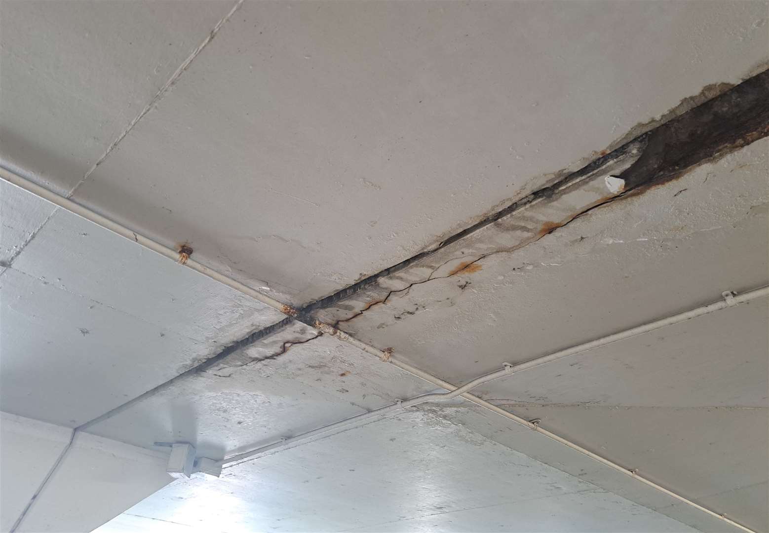 Part of the ceiling in Edinburgh Road pictured in July