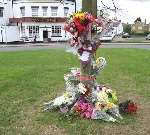 Floral tributes left near the pub