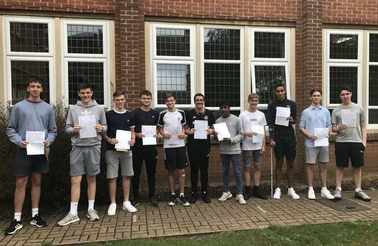 Maidstone Grammar School pupils collect their GCSE results this morning