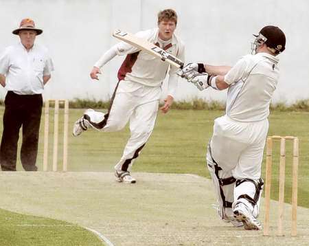 Gravesend’s Pedro Venus swings to leg during his side’s five-wicket defeat by High Halstow