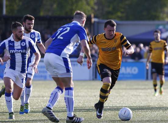 Alex Flisher runs at the Chester defence Picture: Andy Jones