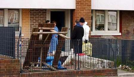 The young man was found near these flats. Picture: BARRY GOODWIN