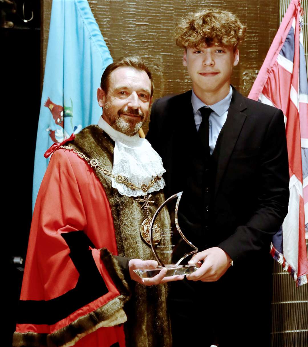 Maxime Carolan with former Mayor of Gravesham Cllr Peter Scollard at the Community and Civic Awards 2023. Picture: Gravesham Borough Council
