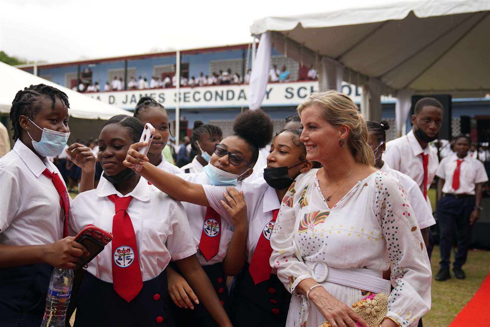 The Countess of Wessex meeting staff and students from a number of St Lucian schools (Joe Giddens/PA)