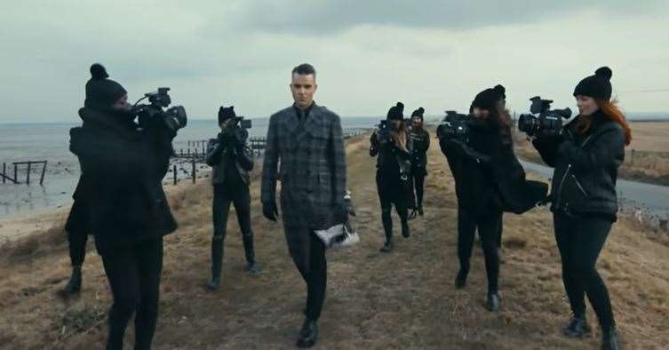 Robbie Williams filming his music video in Leysdown
