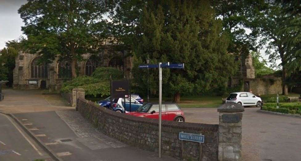 A man was pushed to the ground and robbed near All Saints Church on Mill Street in Maidstone. Picture: Google Street View