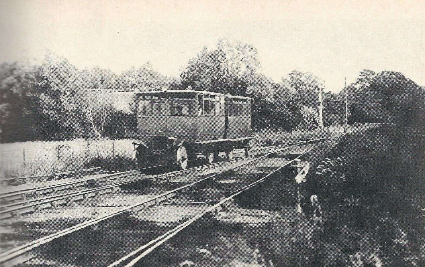 Stephens' Railmotor approaching Rolvenden in the late 1920s