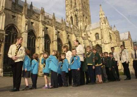 The parade arrives at Canterbury Cathedral. Picture: CHRIS DAVEY