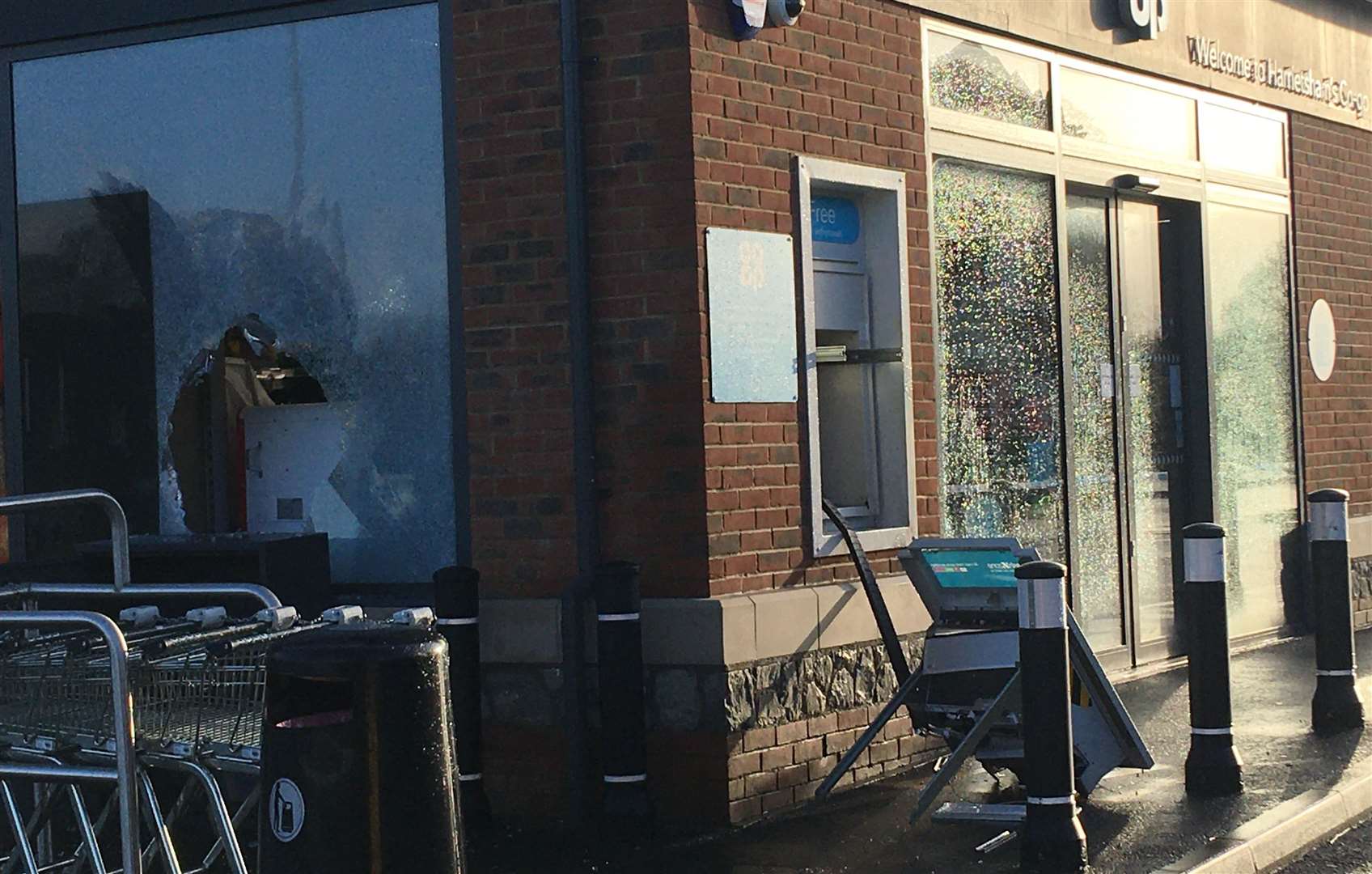 A cash machine has been ripped out of a wall, at the Co-op in Harrietsham