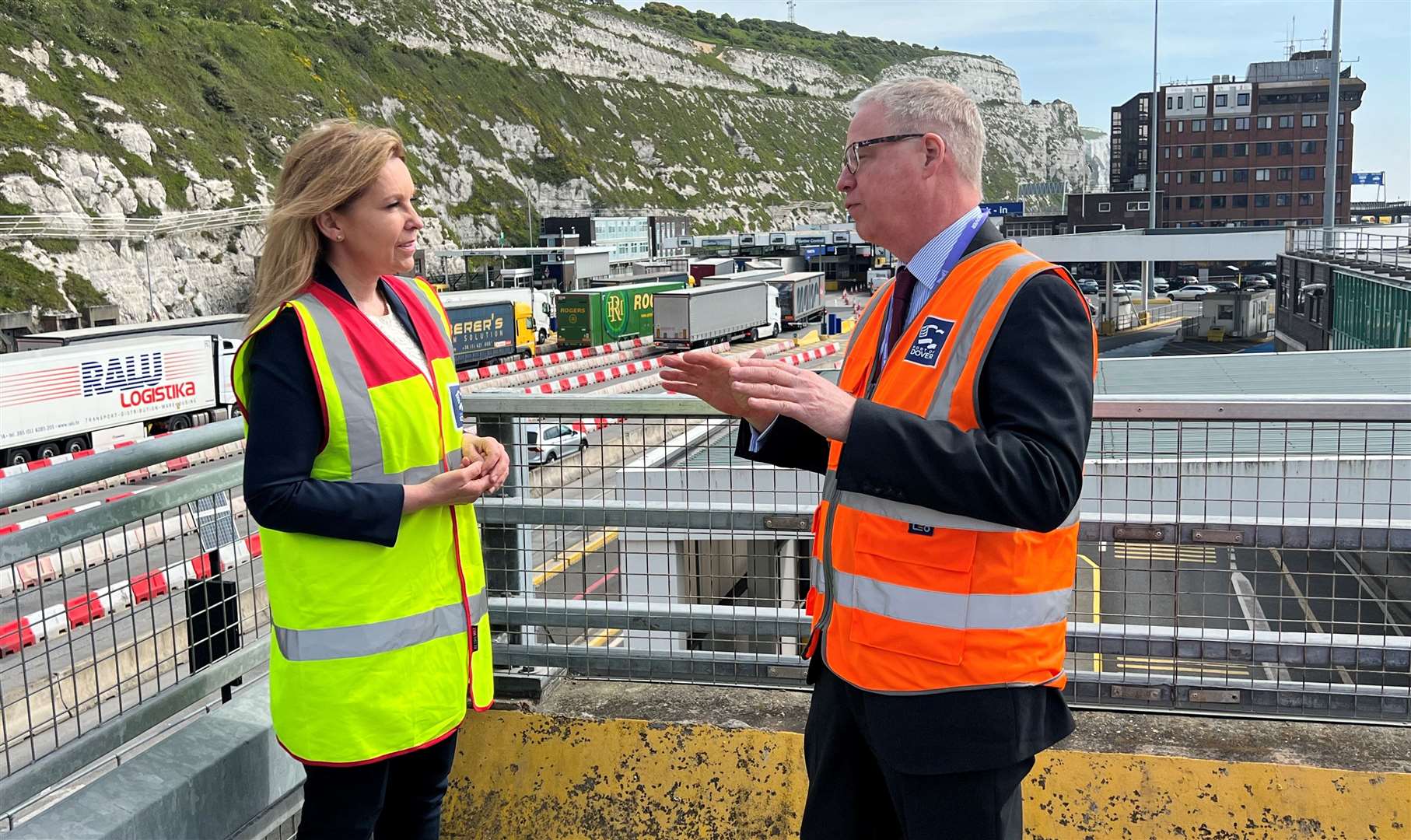 Natalie Elphicke MP and Doug Bannister at the Port of Dover