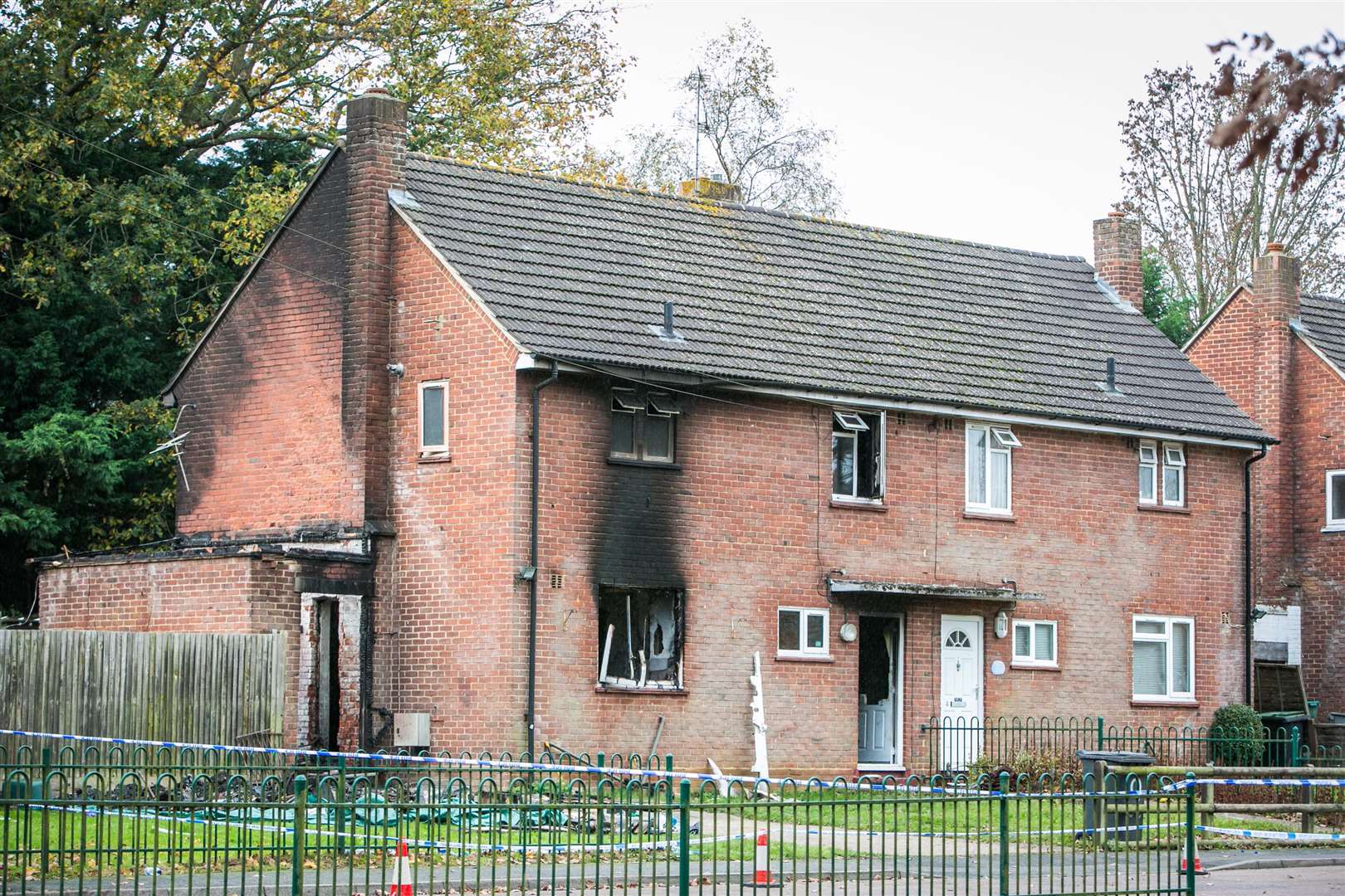 The burnt out home in Spitfire Road