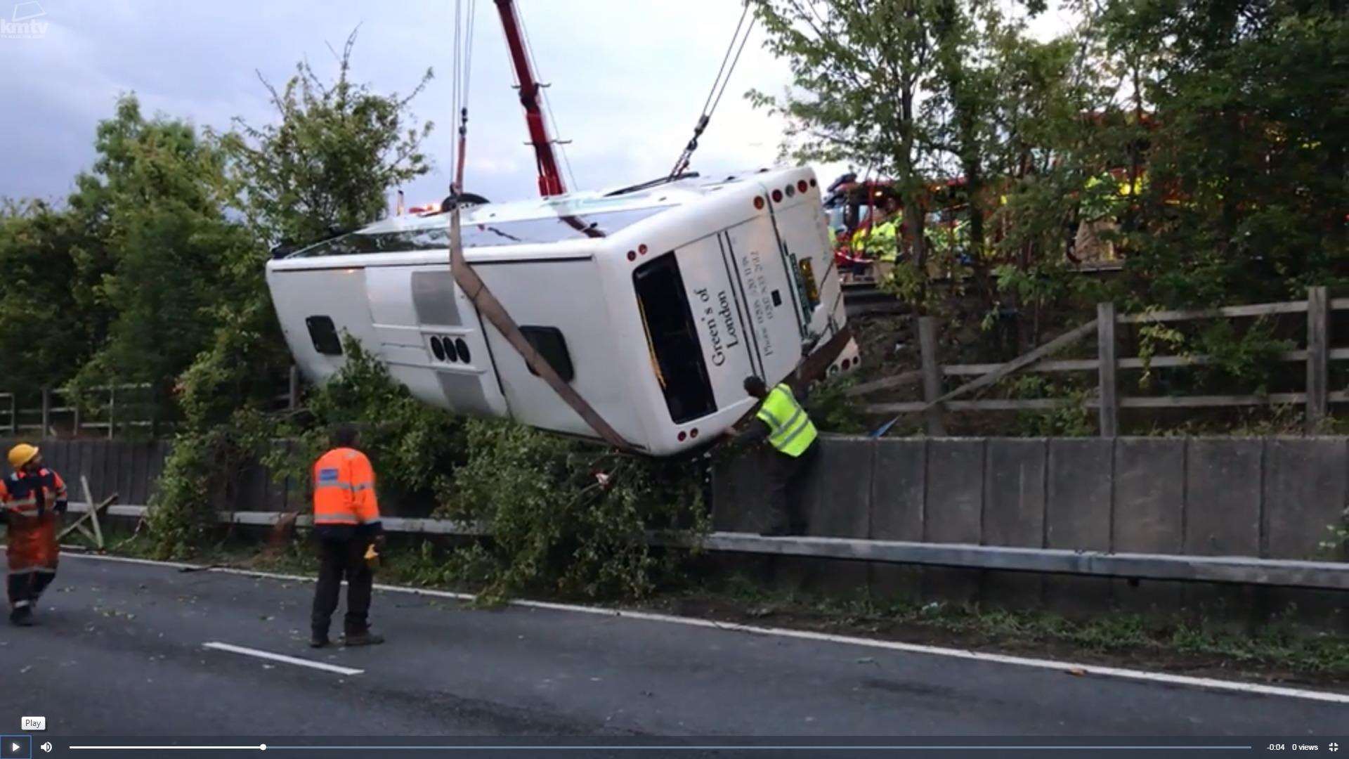 The overturned coach