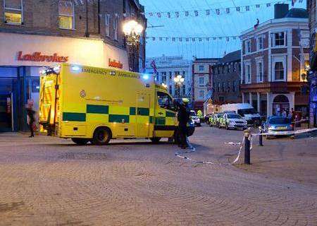 Scene of the suspected stabbing in Folkestone. Picture: @kent_999s