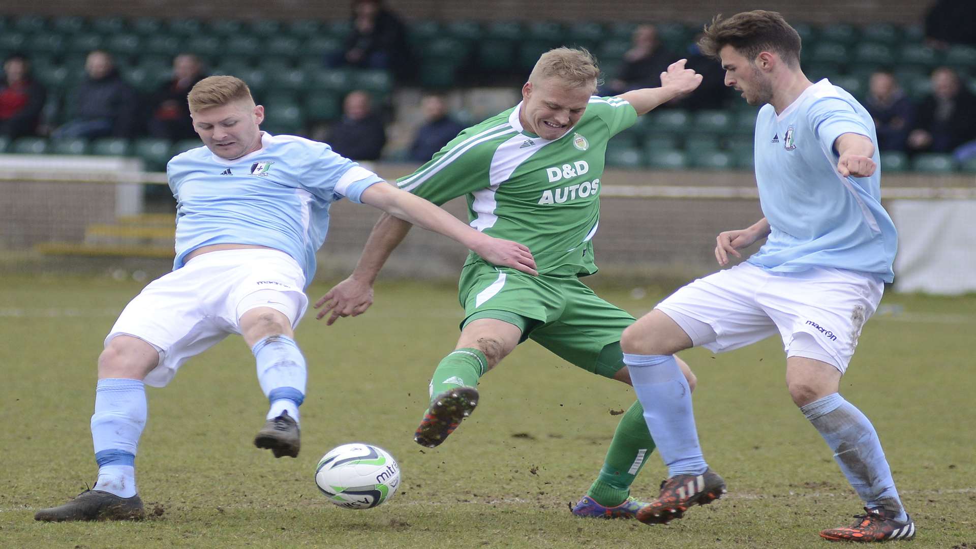 Ashford, green, take on Cray Valley in last season's Southern Counties East League. Picture: Paul Amos