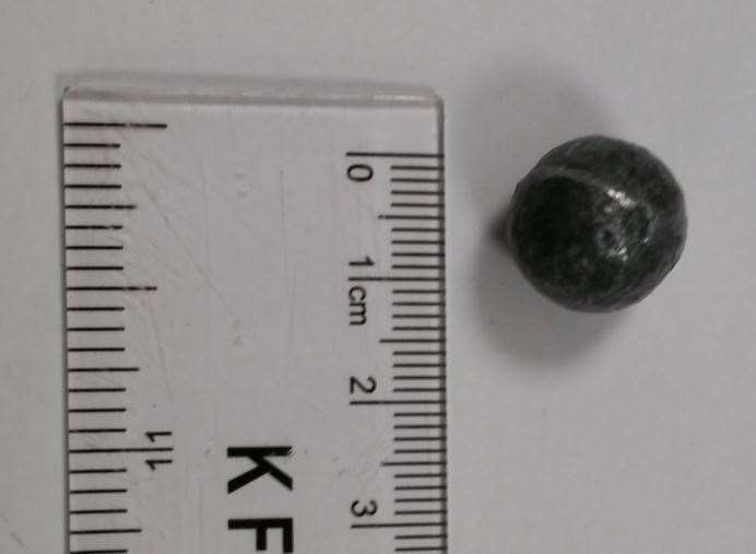 The lead ball bearing hurled at an officer on the River Medway (7760507)