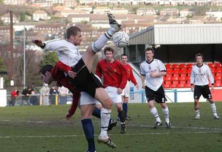 RELEGATION BATTLE: Action from Saturday's match at the Crabble. Picture: PAUL AMOS