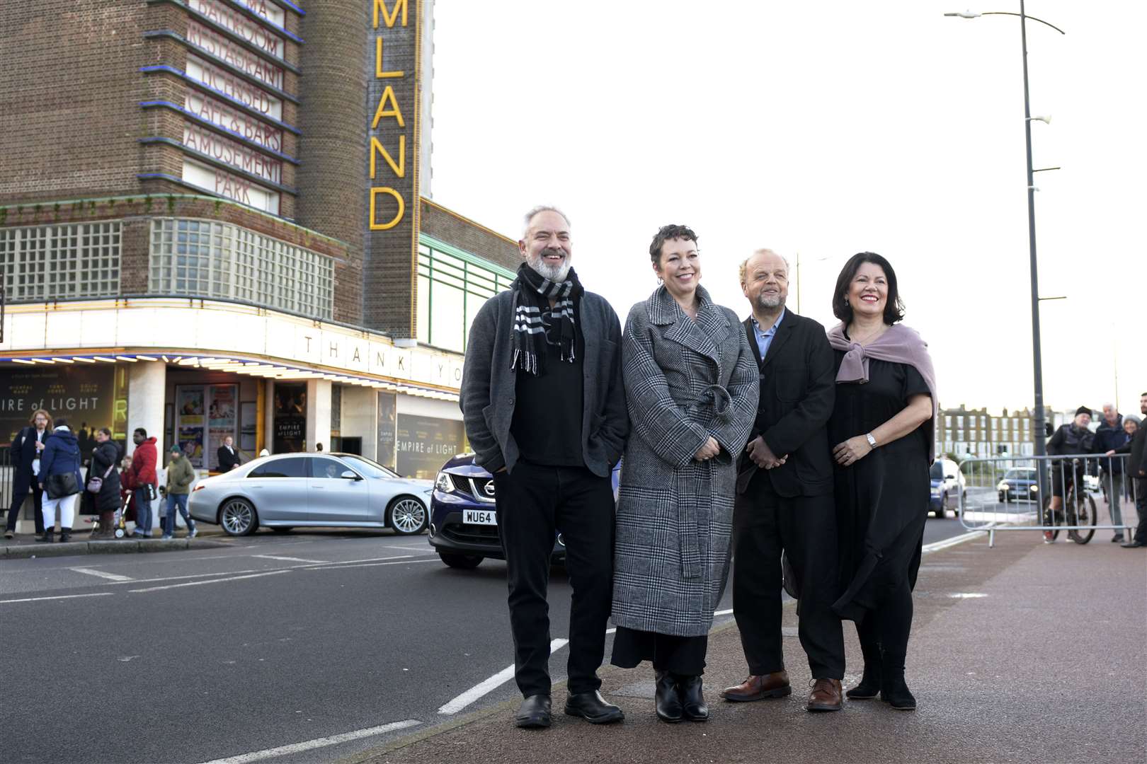 Sam Mendes, Olivia Colman, Toby Jones and producer Pippa Harris at the Empire of Light event in Margate. Picture: Barry Goodwin