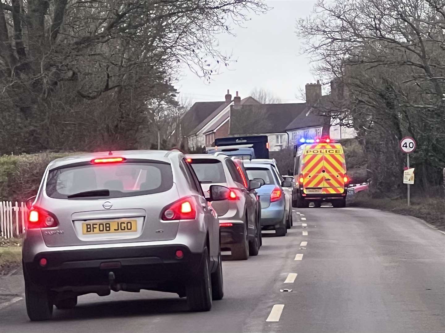 The build up of traffic after the road closure in the wake of the fire. Picture: Steve R Salter