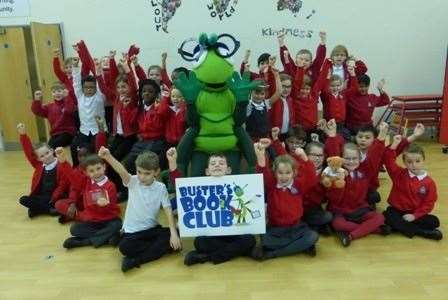 Repton Manor’s reading class of the week Siberian Tigers with Buster’s Book Club mascot Buster Bug (27814042)
