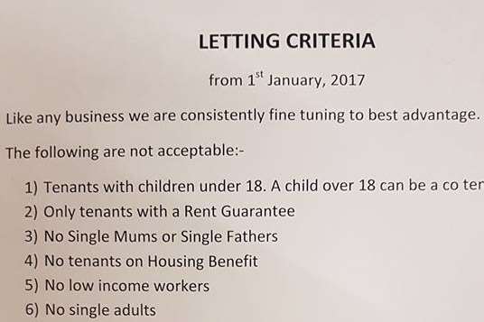 Fergus Wilson set out 11 points in his letting criteria for 2017