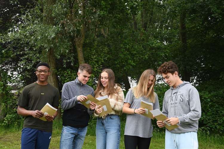 Students receive their exam results. Picture: Duke of York's Royal Military School