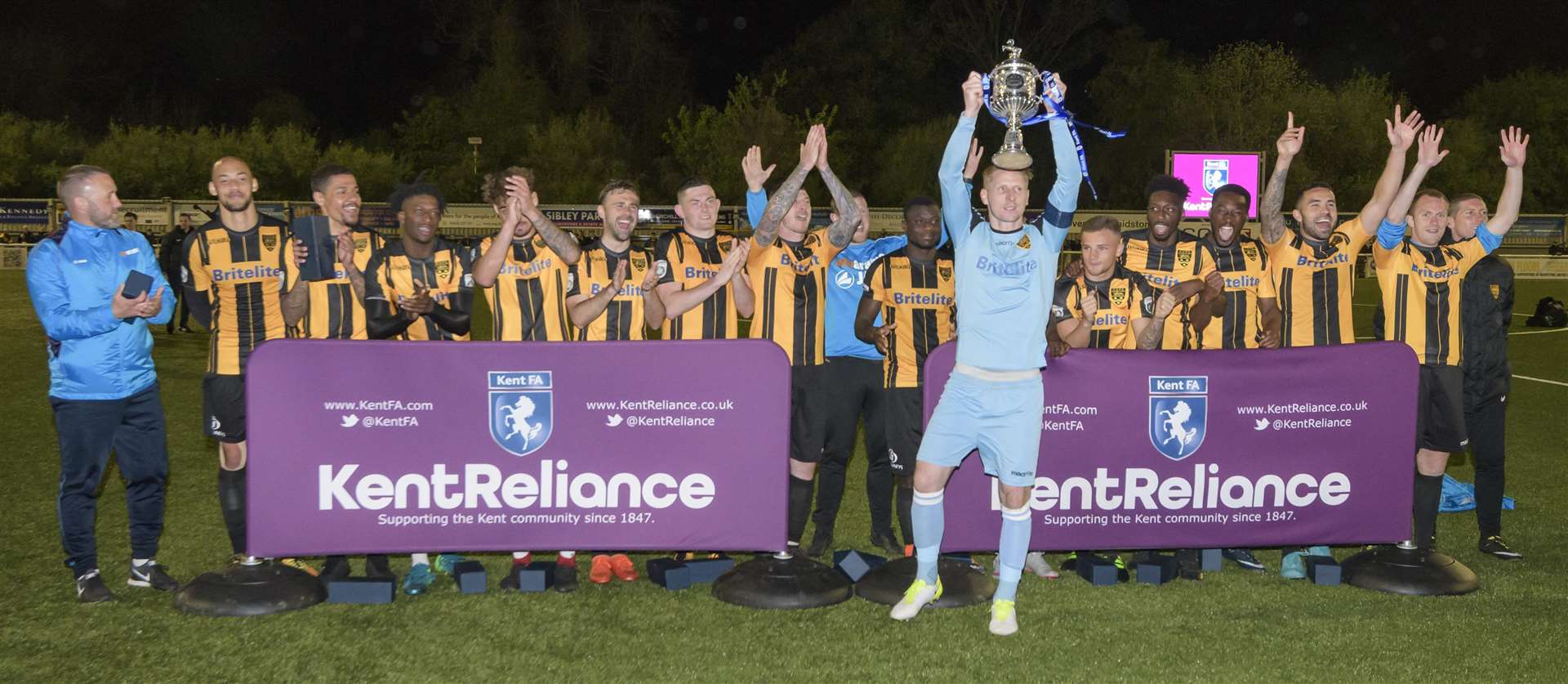 Maidstone beat Folkestone in the Kent Senior Cup final last season Picture: Andy Payton