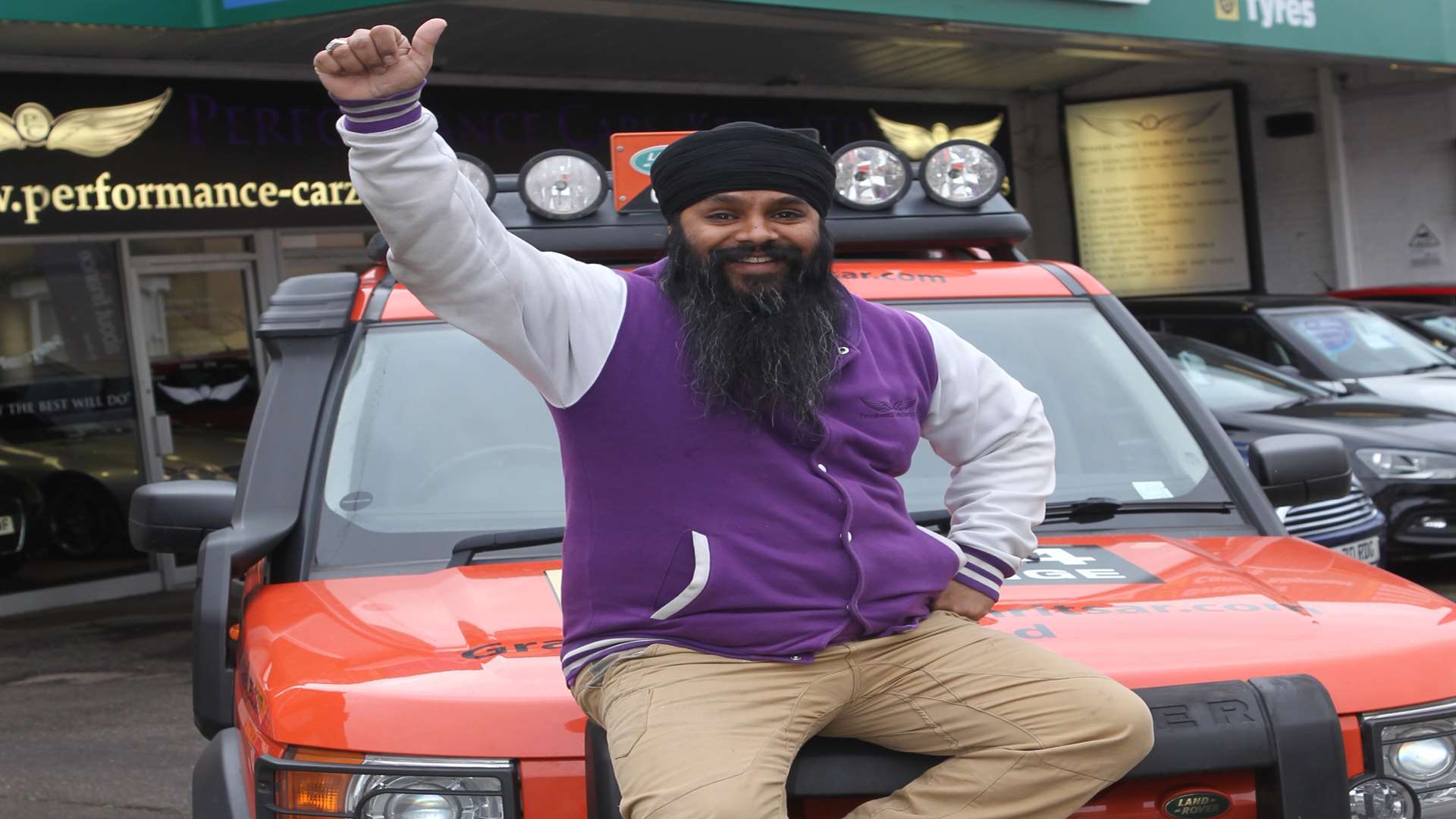 Jagjit Singh Grewal with his Landrover Discovery that he and a friend drove from the Guru Nanak Dabar in Gravesend to Amritsar in India