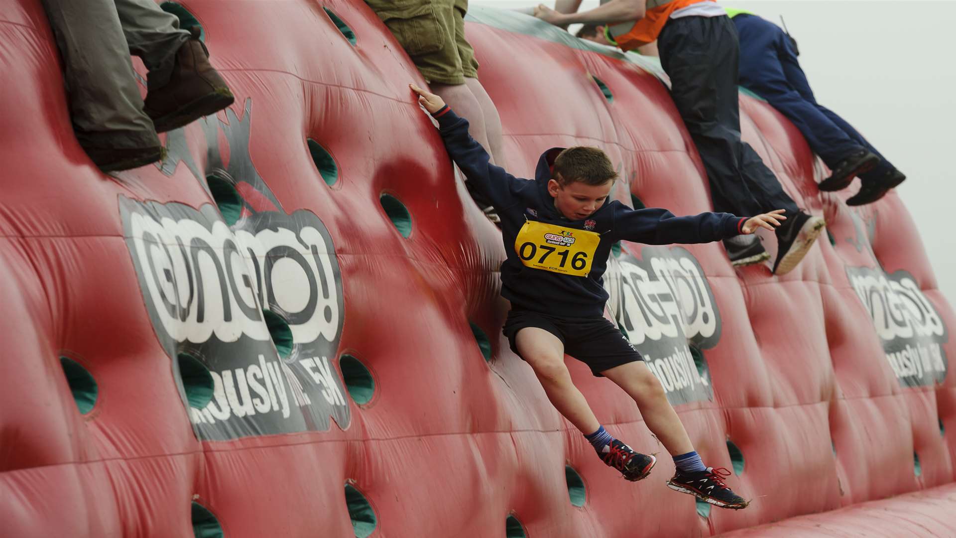 Climbing the melon wall obstacle