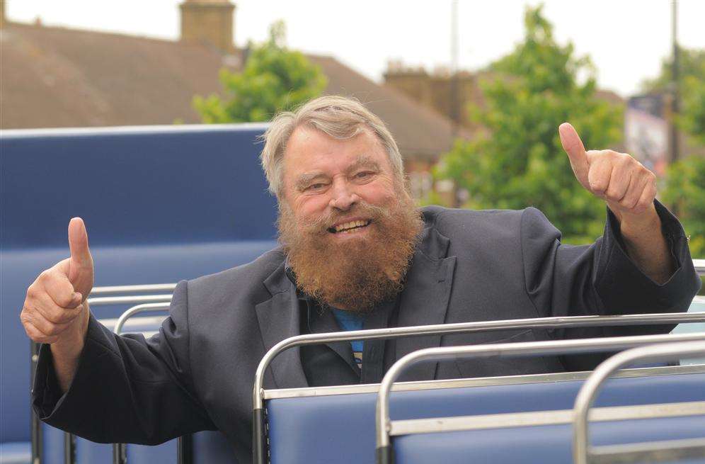 Brian Blessed gives the bus the thumbs up